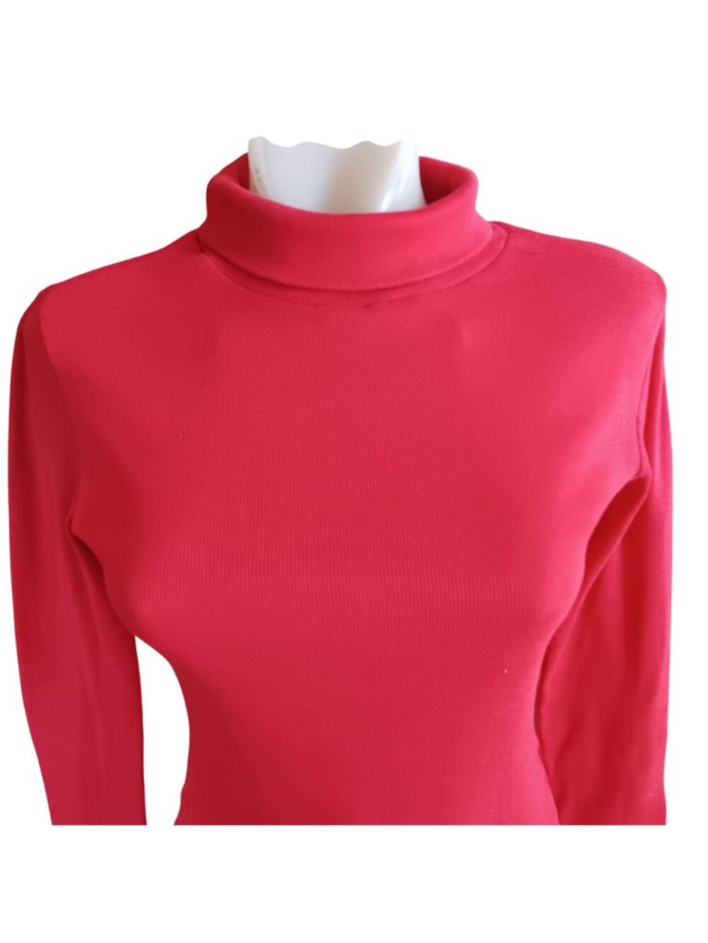 Vintage Women's Small Mock Neck Single Stitch JCPenney Fashions Red Long Sleeve
